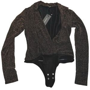 Dynamite Small Gold Shimmer Bodysuit NWT